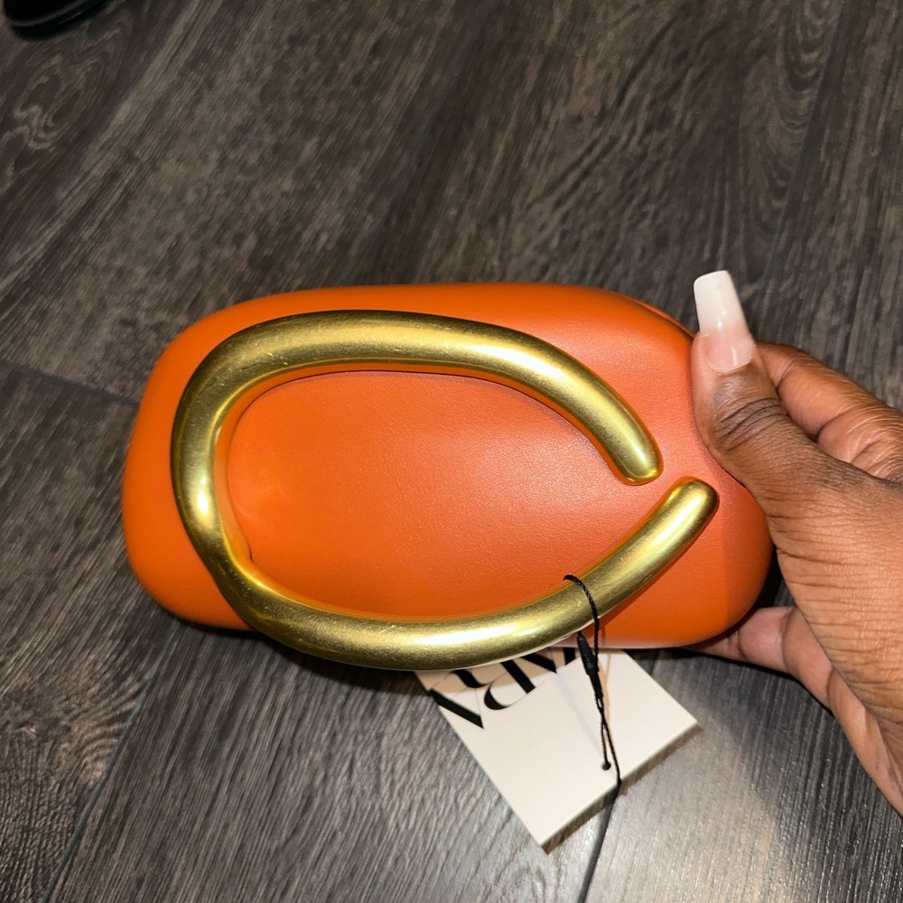 Zara Orange Gold Brassel Clutch - Picture 10 of 14